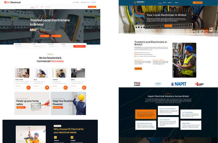 websites for electricians demo sites