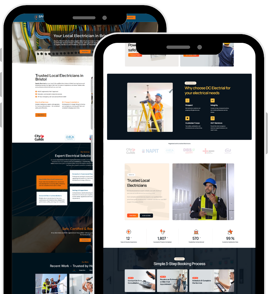 Electricians websites mobile